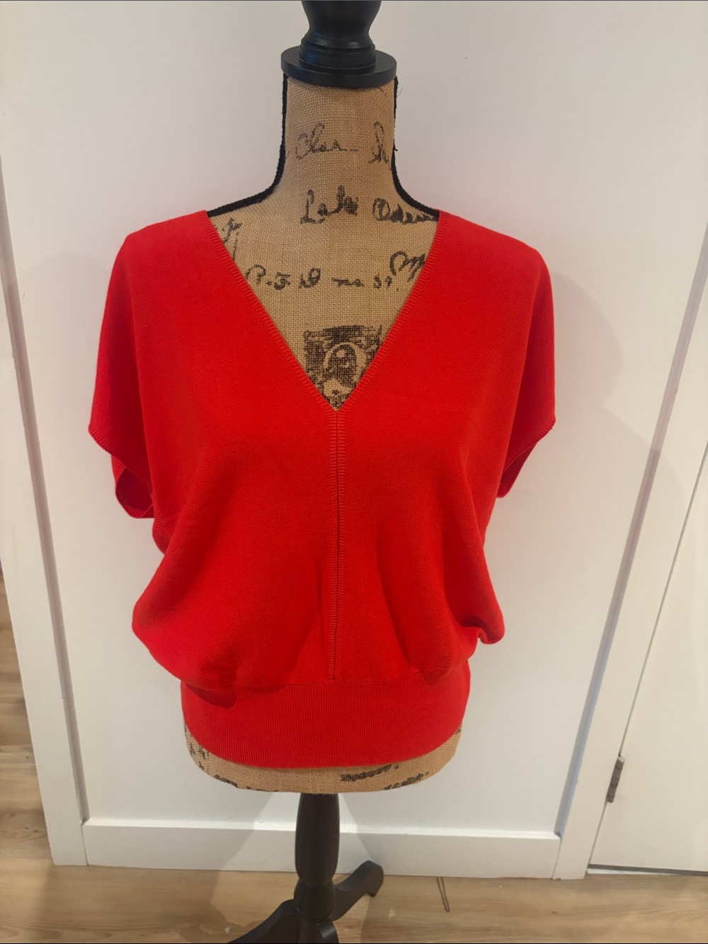 NWOT Ann Taylor Red V-Neck Dolman Sleeve Sweater